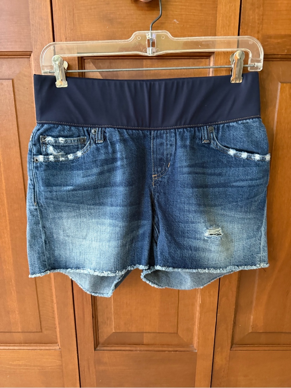 GAP Maternity Denim Shorts with Navy Waistband